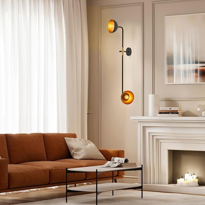 43“ Modern Wall Sconce 2-Lights Shade Adjustable Wall Lights Black and Antique - Image 5