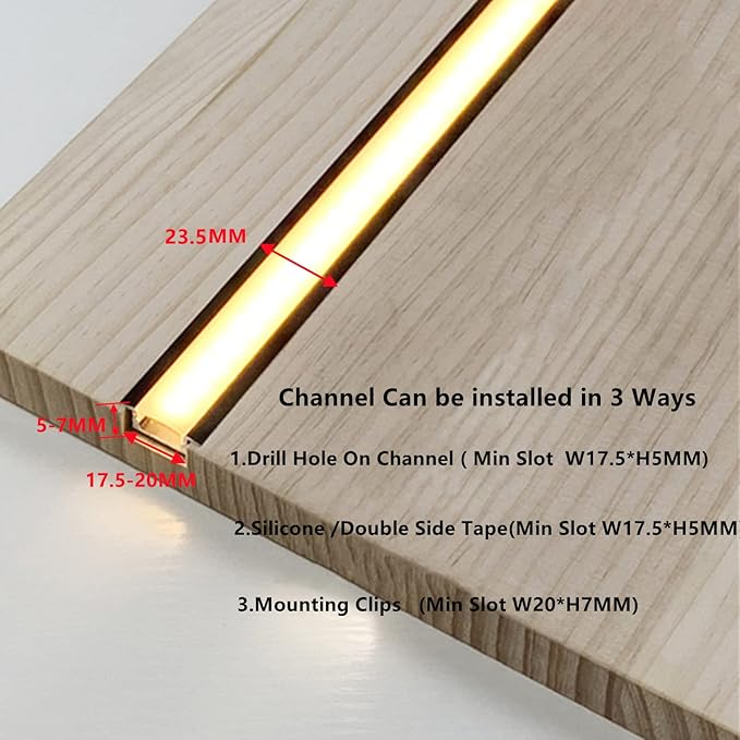 Recessed LED Strip Black Channel Diffuser 8-Pack 6.56FT, 23.5X7MM LED Tape - Image 4