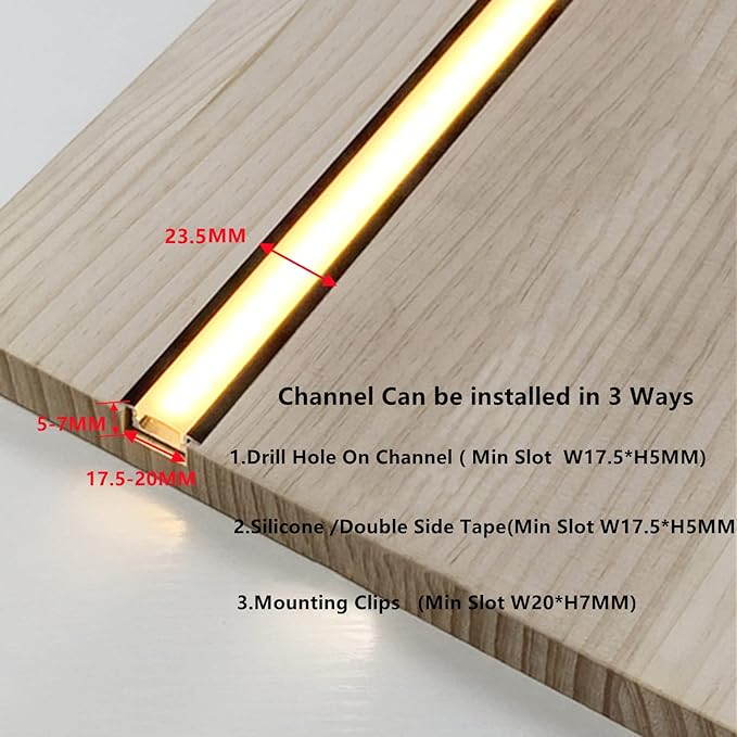 Recessed LED Strip Black Channel Diffuser 10-Pack 6.56FT, 23.5X7MM Tape Track - Image 5