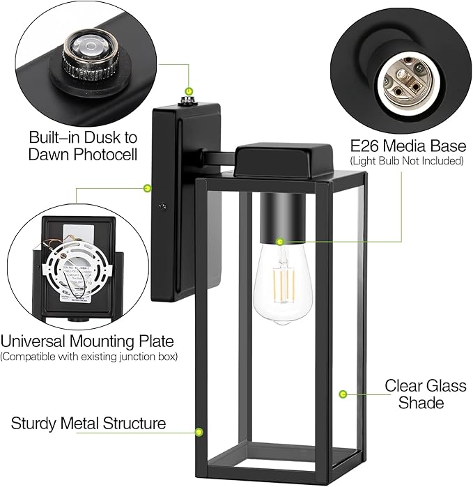 Large Outdoor Wall Light, 16 Inch Outdoor Wall Lantern, Dusk to Dawn Exterior - Image 4
