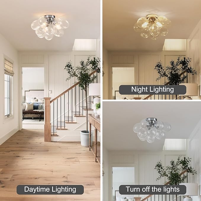 GoYeel Ceiling Light Chandelier Modern Kitchen Lights Ceiling Flush Mount Glass - Image 7