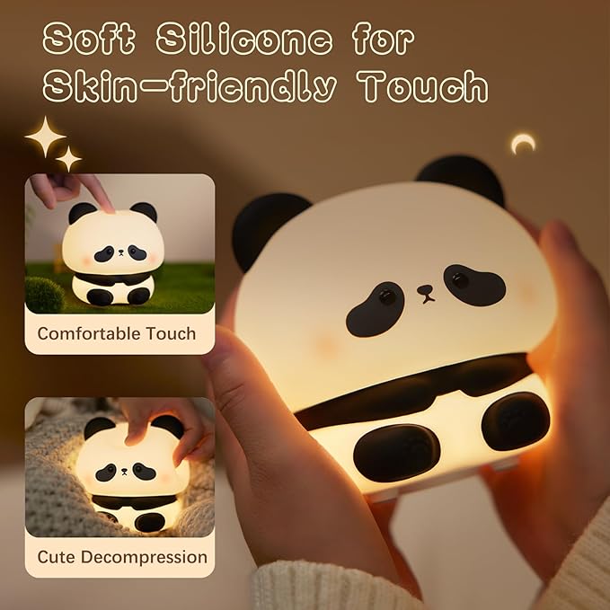 Cute Panda Night Light, LED Squishy Novelty Animal Night Lamp, Food Grade - Image 4