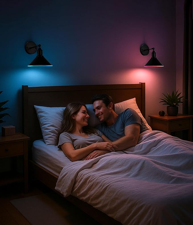 Rechargeable Battery Operated Wall Sconces Set of 2, RGB 15 Color Dimmable - Image 8