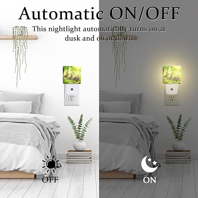 Easter Bunny in The Meadow Night Light Plug into Wall, Cute Rabbits and Spring - Image 6