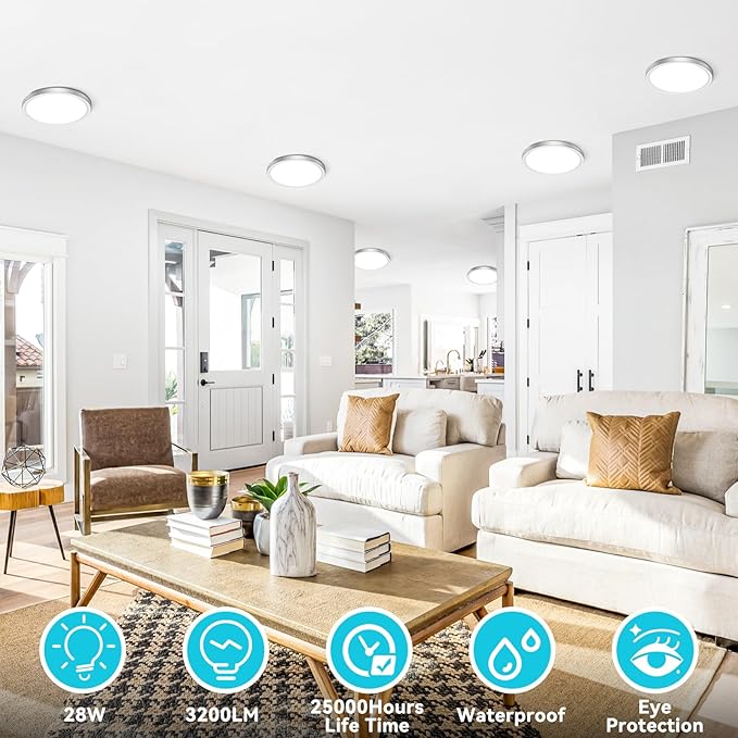 libtit 3 Pack 7 Inch Led Ceiling Light Flush Mount Nickel Brushed, 15W Light - Image 2