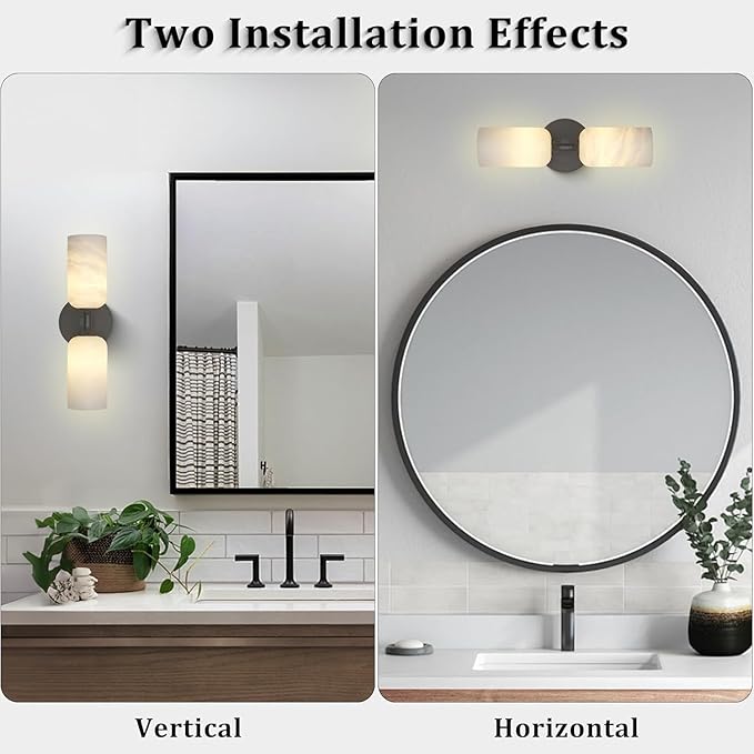 14in Modern Spanish Natural Marble Bathroom Vanity Sconces, Alabaster Wall - Image 6