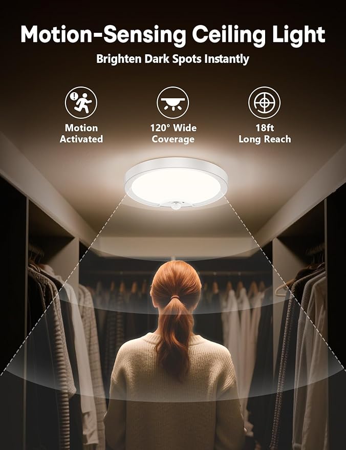 2 Pack Rechargeable Motion Sensor Ceiling Light - Image 3