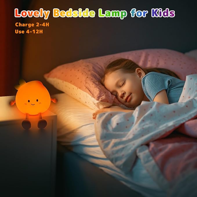 Night Light for Kids, Cute Peach Soft Silicone Nursery Light - Image 5