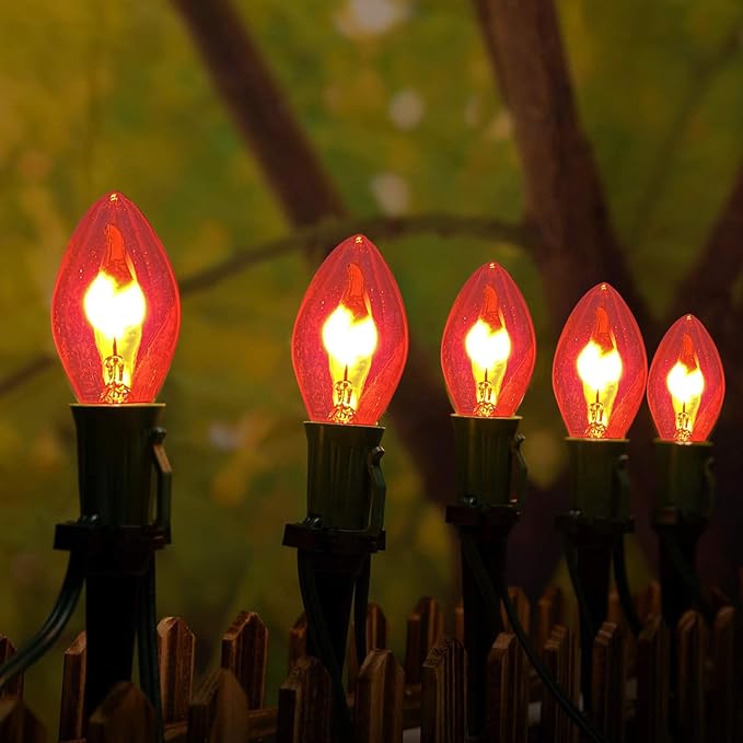 Christmas Flicker Flame Light Bulb C7 Clear Flame Shape Candelabra Bulb - Image 3