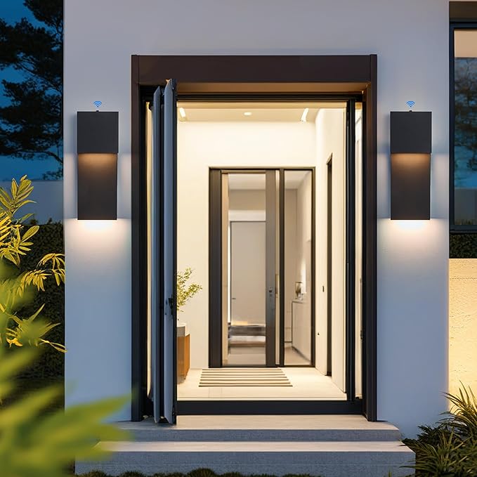 Dusk to Dawn Outdoor Wall Lights 2 Packs, Modern Minimalist Outdoor Fixture - Image 5