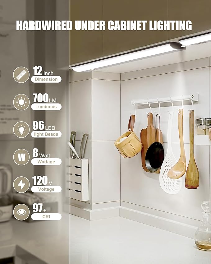 Hardwired Under Cabinet Lighting, 12 inch 3CCT - Image 2