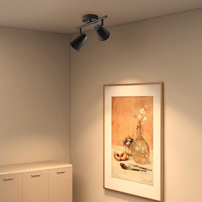 Aisilan LED 2-Light Track Lighting Fixtures Ceiling, Matte Black GU10 Track - Image 4