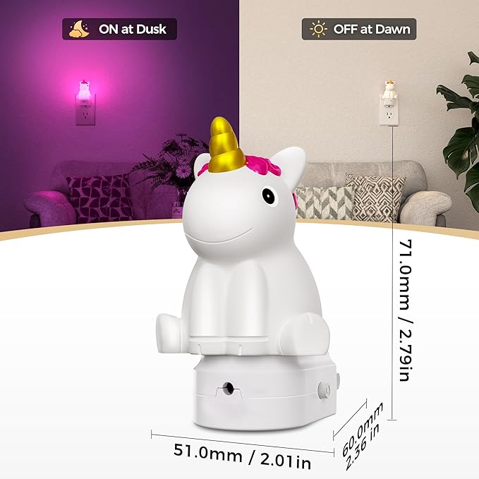 DORESshop LED Night Light for Kids, 3D Cute Unicorn Night Lights Plug into Wall - Image 4