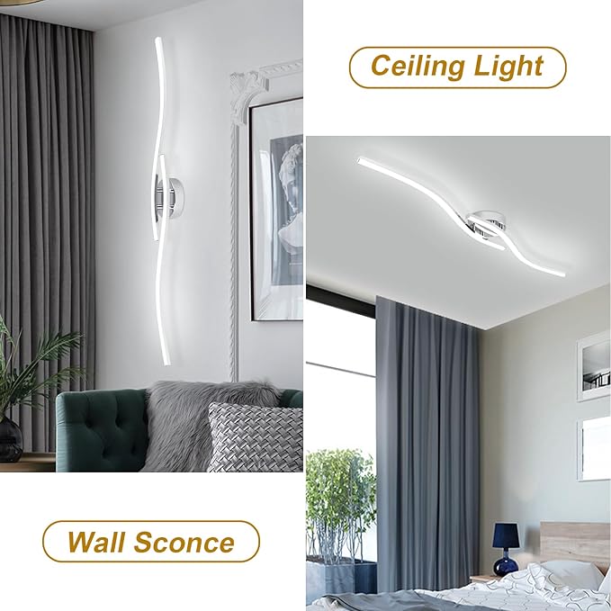 39.37Inch Linear Ceiling Light 6000K Chrome Modern Ceiling Light Fixture 28W - Image 5
