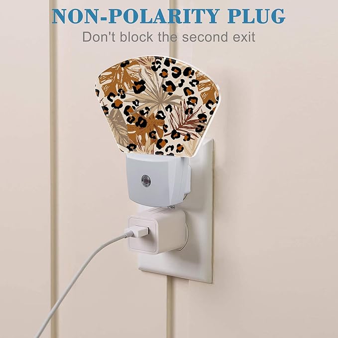 Abstract Leopard Tropical Leaves Night Light Plug into Wall, Camouflage Spots - Image 3