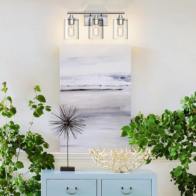 3-Light Bathroom Light Fixtures, Brushed Nickel Vanity Light, Modern Bathroom - Image 3