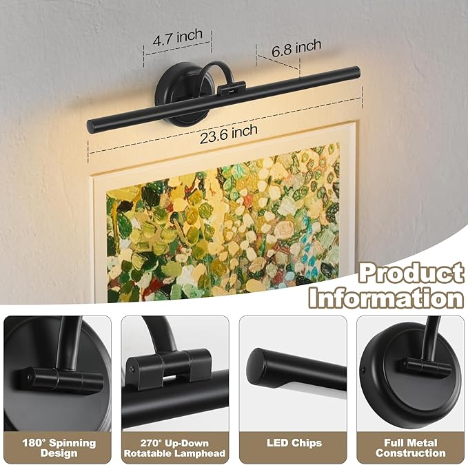 23.62 Inch Dimmable Lights For Pictures On Wall Hard Wired Gallery Light Modern - Image 6