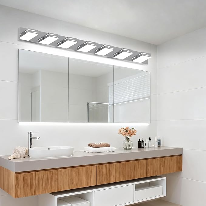 LED Modern Bathroom Vanity Light Fixtures, 7-Light 48-inch Dimmable Chrome - Image 8