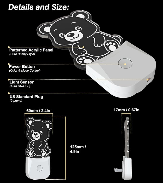 Cute Bear Night Light, RGB LED Night Lamp - Image 4