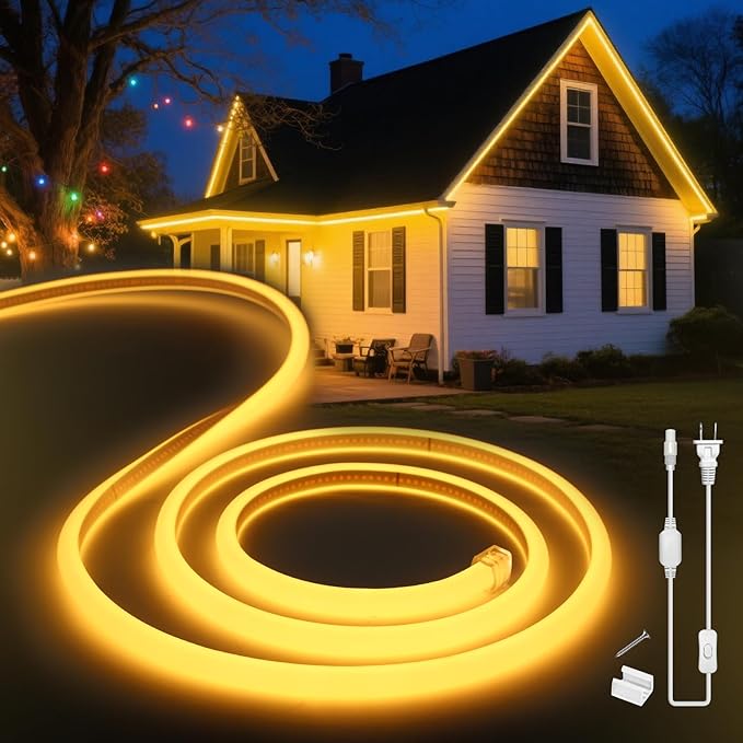 LED Neon Lights Warm White 3000K, 32.8ft 110-120V LED Strip Lights, Flexible by VOEWT