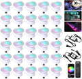 INDARUN Deck Lights Outdoor Waterproof 30 pcs, Φ1.22 RGB Smart 12V Low Voltage by INDARUN