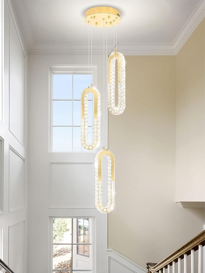 Modern Pendant Light for Kitchen Island Crystal Ring Chandelier Gold LED - Image 5
