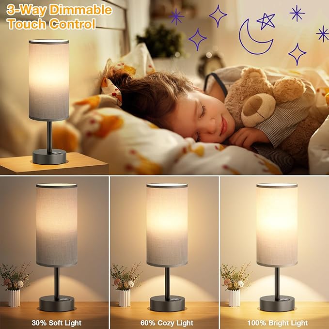 Small Touch Bedside Lamp with USB - Image 3