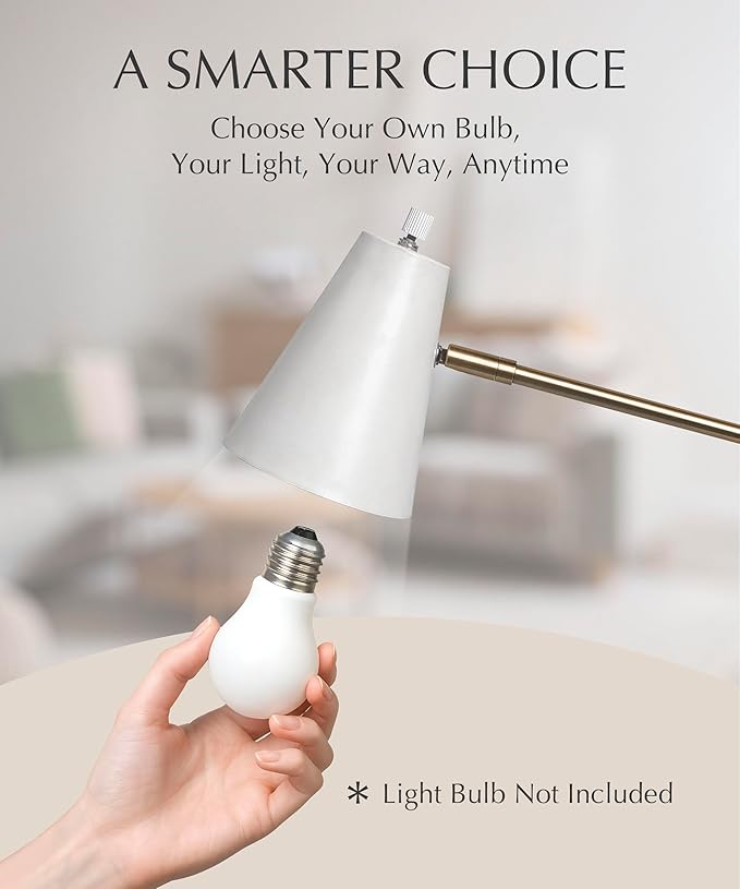 HarvestLand HaloBar Brass Desk Lamp Home Office – White Industrial Table Lamp - Image 2
