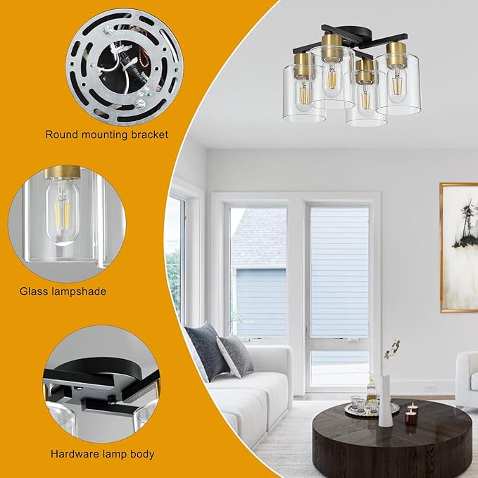 4-Light Semi Flush Mount Ceiling Light, Farmhouse Ceiling Light - Image 8