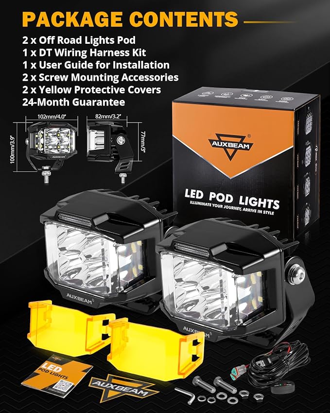 Auxbeam 4 Inch LED Pod Light, 92W V-MAX Series Square Offroad Driving - Image 9