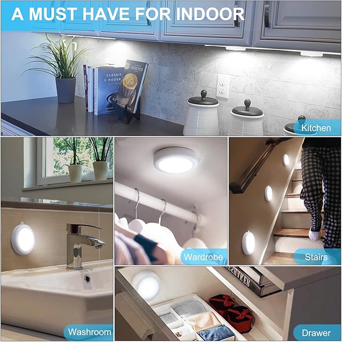 Mlambert 4 Pack Motion Sensor LED Night Light, Cordless Battery-Powered - Image 6