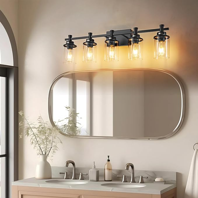 5-Light Black Bathroom Vanity Light, Modern Lighting Fixture - Image 2