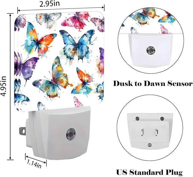 Watercolor Butterflies Night Light, Plug Into Wall - Image 2
