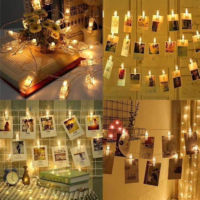 Dopheuor Photo Clip String Lights LED Battery Operated Starry Fairy Copper - Image 4