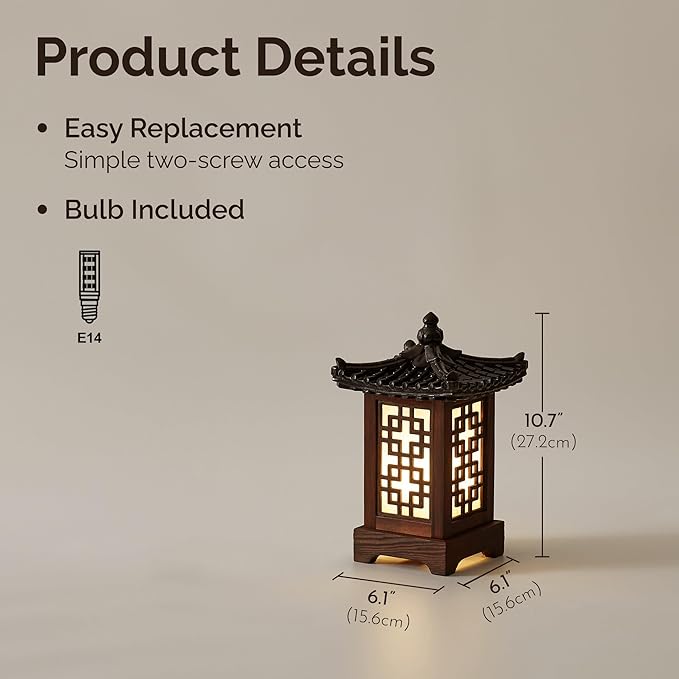 Traditional Korean Wood Lamp | Handmade Asian Oriental Table Lantern | Bedside - Image 7