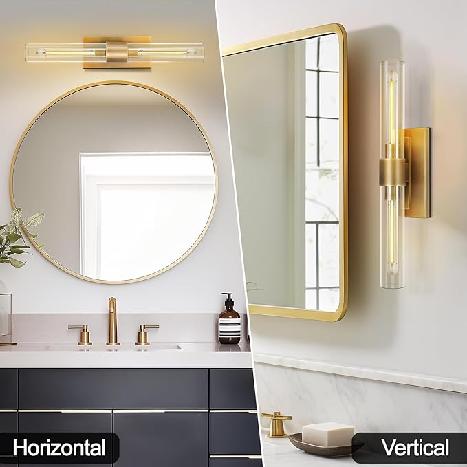 Modern Brass and Glass Wall Sconces, Horizontal or Vertical Linear Wall Sconce - Image 3