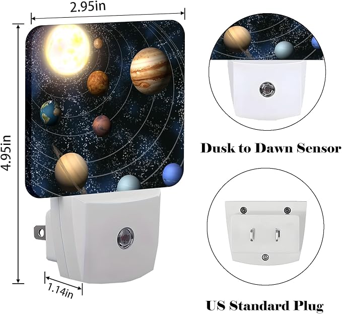 Solar System Planets Night Light, Plug-in Nightlights Auto Sensor Night Lamp - Image 2