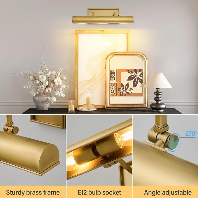 Gold Hardwired Art Picture Light: 18 Inch Long Painting Lights - Image 5