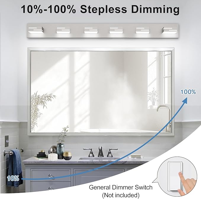 LED Modern Bathroom Vanity Light Fixtures, 6-Light 40-inch Dimmable Brushed - Image 4