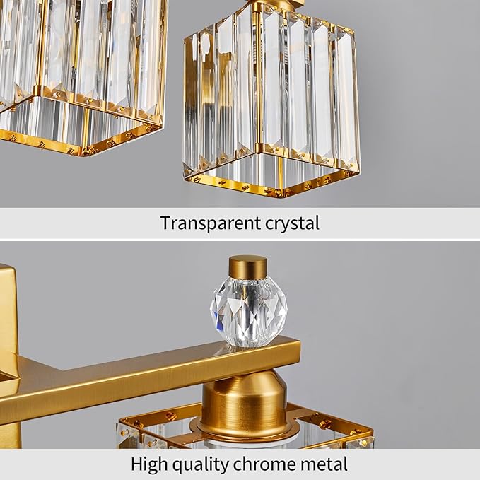 Bathroom Vanity Lights 3-Light Modern Crystal Vanity Light Gold Bathroom Light - Image 4