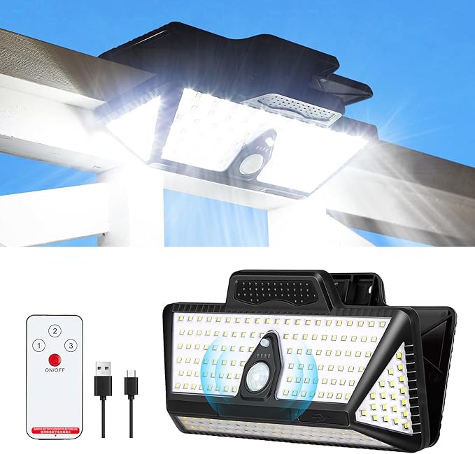 Large Clip on Solar Lights Outdoor, 208 LEDs 1000Lum Bright Solar Security Light by LightupYourLife
