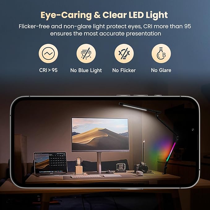 Pak LED Desk Lamp with Clamp, 18W Dual Light Architect Desk Light, Adjustable - Image 7