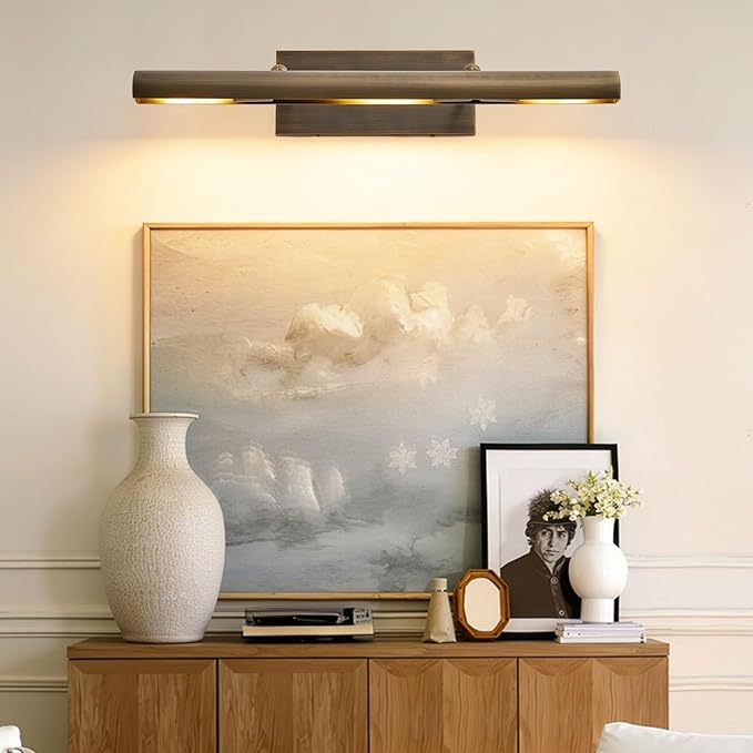 Hardwired Aged Brass Picture Light: 24" Rotatable Vintage Antique Bronze - Image 8