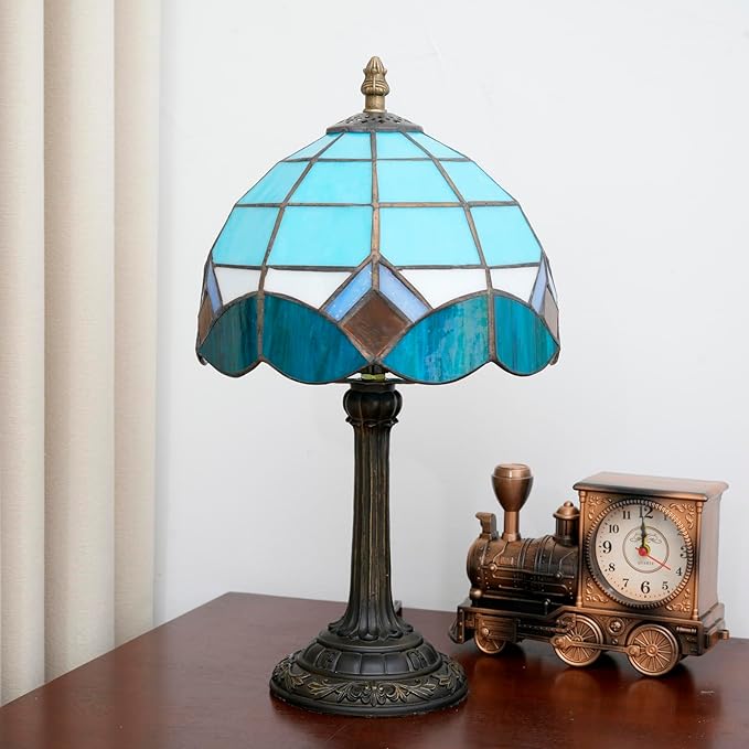 Sky Blue and White Lamp Small Tiffany Lamps Bedside Nightstand - Image 6