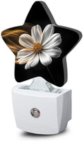 White Daisy Flower Dusk to Dawn Star Night Light, Abstract Floral Smart Sensor by SNOWMOLLE
