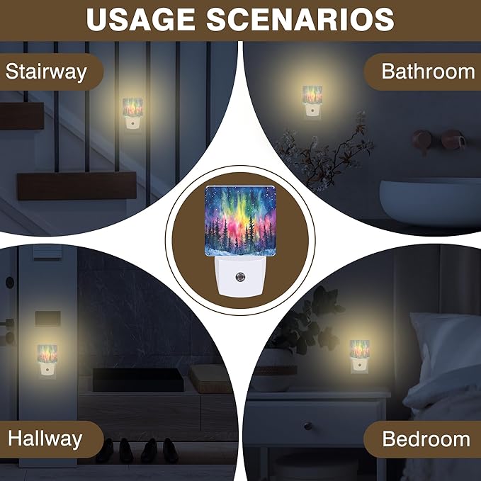 Winter Forest Night Light Northern Lights Night Lights Plug into Wall Smart - Image 6