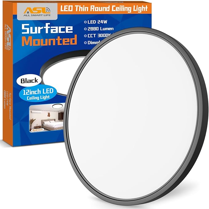 LED Flush Mount Ceiling Light Fixture, Bathroom. Dimmable Ceiling Lamp by Allsmartlife