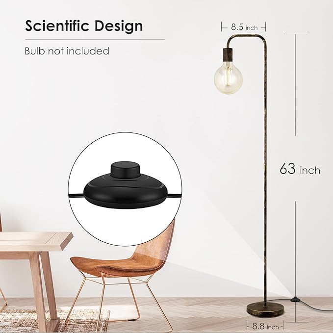 BoostArea Floor Lamp, Bronze Industrial Floor Lamp, 63 Inch Antique Standing - Image 4