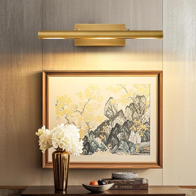 Brass Picture Light for Wall: 24-Inch Hardwired Dimmable Vintage Brushed Gold - Image 2