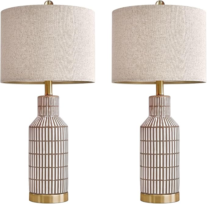 25" Table Lamps Set of 2, Modern Ceramic Bedside Lamps - Image 8